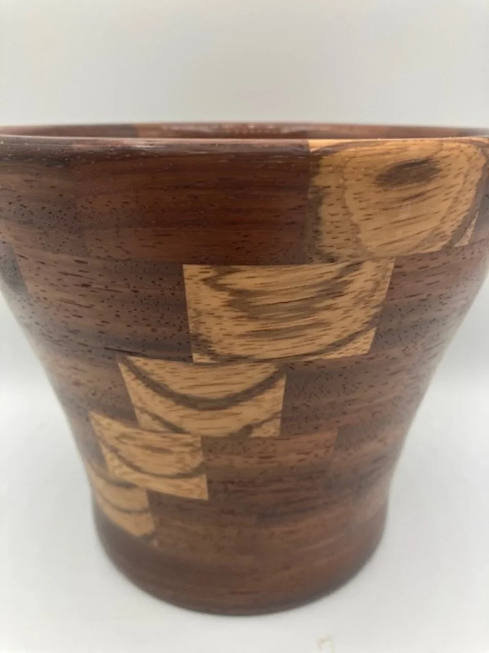 Wooden Bowl / Vase Handcrafted Slant Style Design of Segmented‎ Wood 5.5